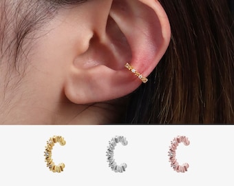 Flower Cubic Ear Cuff Simple Dainty Delicate nonpierced earrings jewellery wedding Unique 18k gold plated silver rose gold plated