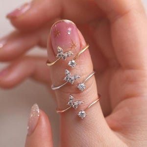 Butterfly cubic ring, Statement Ring, Stacking Ring, Dainty Ring, Gift for Her, Free Size Ring, Adjustable Rings, Butterfly ring