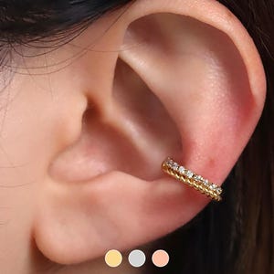 Simple Line Sparkle Ear Cuff Wedding Earstack Earwrap Cubic dainty delicate Earcuff Conch earrings 18k gold plated silver rose gold plated
