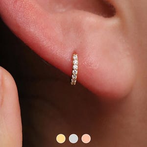 925 sterling silver Simple Pave Huggie Earrings wedding sparkle cubic huggie hoop 18k gold vermeil 18k rose gold vermeil