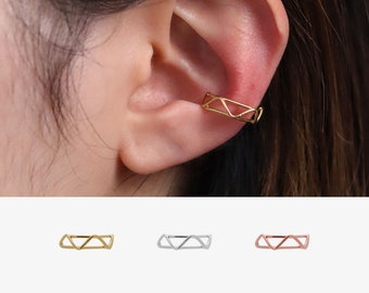 925 sterling silver Relay Triangle Ear Cuff Earstack Unique Chic Dainty delicate nonpierced earrings 18k gold vermeil Rosegold vermeil