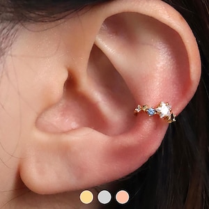 Blue Star Cuff universe dainty delicate unique earstack earwrap nonpierced earrings jewellery earcuff 18k gold plated silver rose goldplated