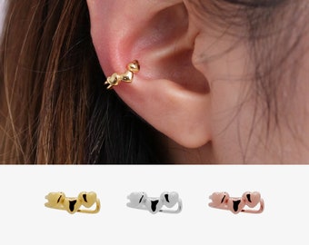 925 sterling silver Triple Heart Ear Cuff Earstack Earwrap nonpierced earrings unique dainty delicate 18k gold plated silver rosegold plated