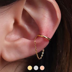 Simple Chain Drop Ear Cuff Earstack Earwrap nonpierced earrings unique dainty delicate wedding 18k gold plated silver rose gold plated