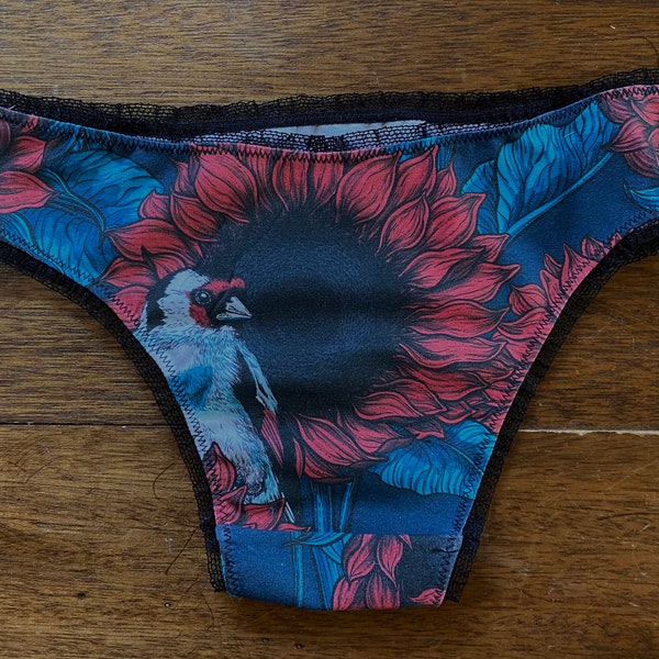 organic cotton low rise cheeky panties with black ruffle