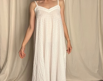 White Cotton Eyelet Nightgown - Plus Size Available