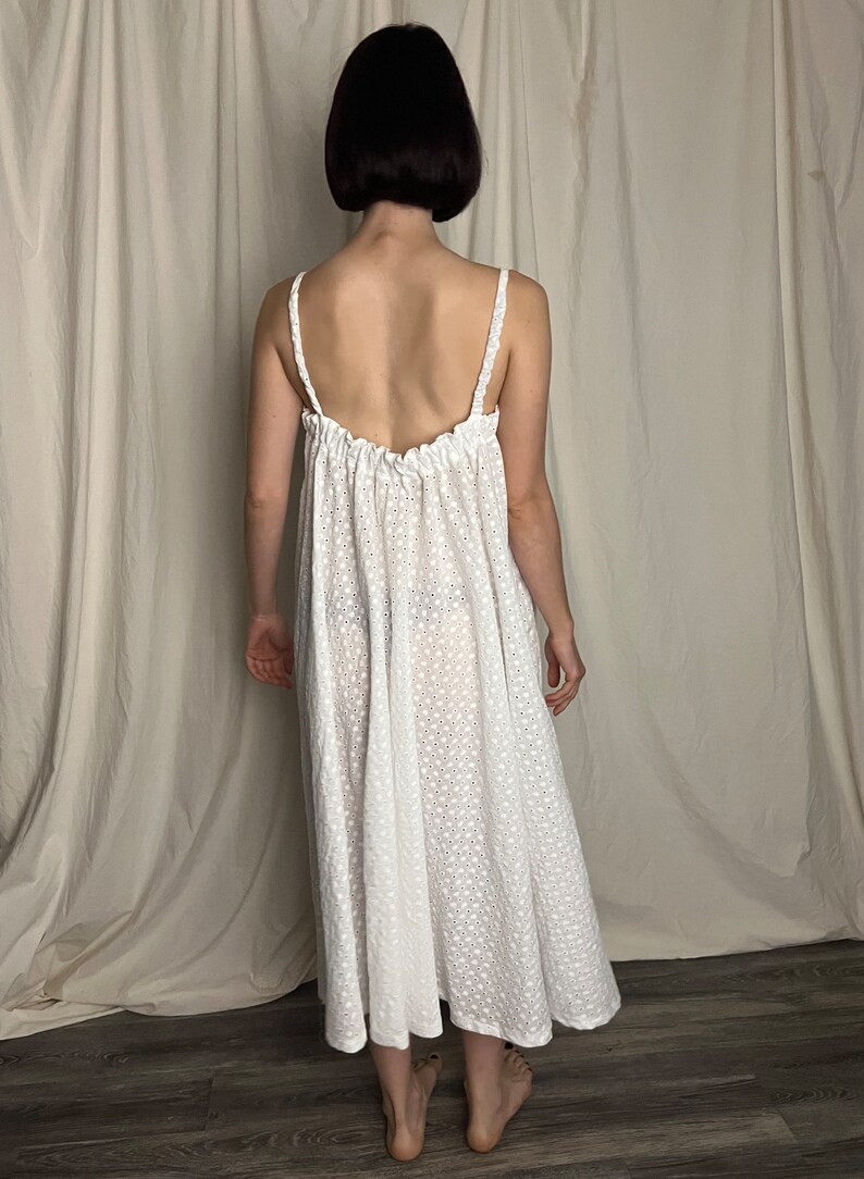 White Cotton Eyelet Nightgown Plus Size Available Etsy