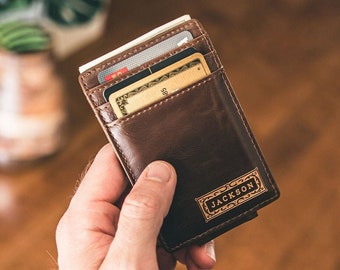 Mens Leather Money Clip Wallet