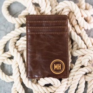 Clip para billetes personalizado: regalo para hombre, regalo personalizado, billetera de cuero con clip para billetes, billetera de bolsillo frontal con clip para billetes, billetera de cuero grabada