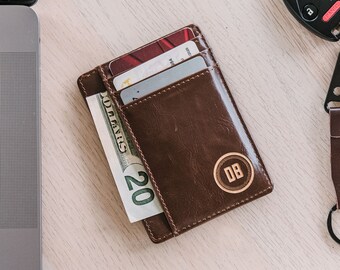 Valentine&#39;s Gift for Men - Personalized Groomsmen Gifts - Slim Front Pocket Wallets - Great Wedding Gift for Men