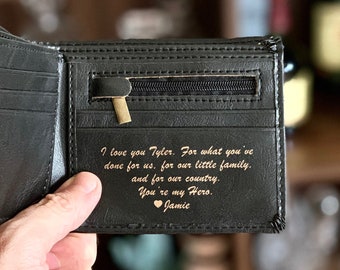 Custom Bifold Wallet - Vegan Leather Wallet, The Perfect Mens Gift, Boyfriend Gift, or Groomsmen Gift