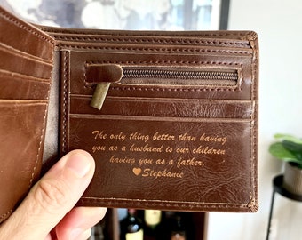 Regalo para hombre - Regalo de aniversario - Billetera personalizada para hombre - Regalo para esposo, regalo para hombre, regalo para el Día del Padre