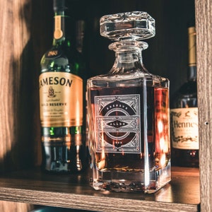 Gift for Men - Groomsmen Gift – Personalized Whiskey Decanter Set – A Personalized Gift, great for Groomsmen Gifts