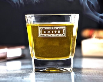 Vasos de whisky personalizados (juego de 2) - Regalo para hombres - Regalo para padrinos de boda - Cristalería grabada