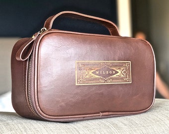 Personalized Mens Engraved Dopp Kit - Vegan Leather Toiletry Bag for Men - Unique Groomsmen Gift, Best Gift for Husband, Gifts for Dad