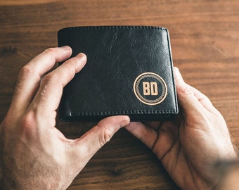 Regalo para hombres - Regalo para padrinos de boda - Cartera personalizada con grabado para hombre, cartera de cuero, un gran regalo para hombres