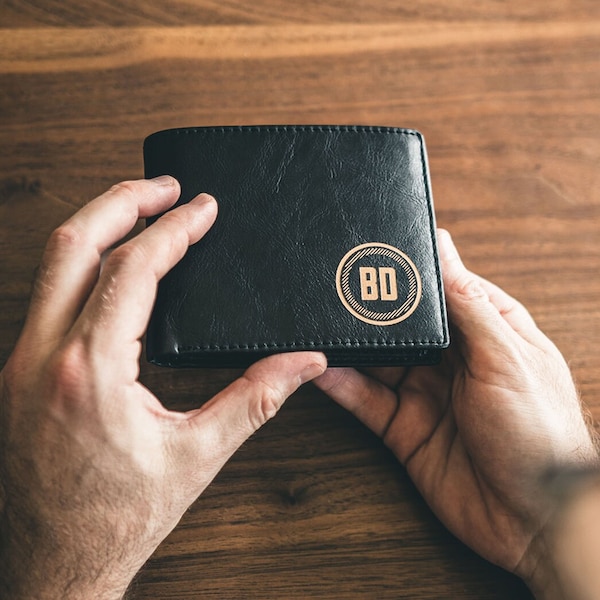 Regalo para hombres - Regalo para padrinos de boda - Cartera personalizada grabada para hombre, cartera de cuero, un gran regalo para hombres