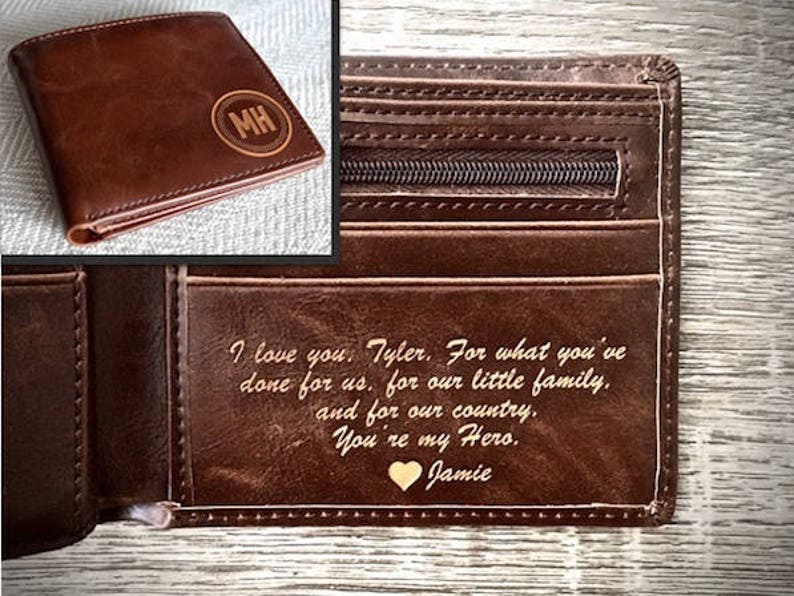 Valentines day gift for him Personalized Mens Wallet Etsy
