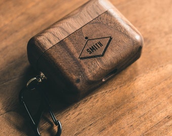 AirPods 3 Case - Walnut Wood - Perfect Gift for Him, Great gift for guys, Personalized Airpod Case, Keychain Airpods Case, Customized Case