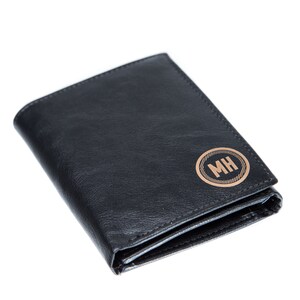 Cartera tríptica personalizada: cartera tríptica de cuero para hombre, regalo personalizado, cartera tríptica de cuero grabada, gran idea de regalo para hombres. imagen 5