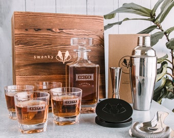 Personalized Whiskey Decanter Bundle – The Perfect Gift for Dad, Boyfriend Gift or Wedding Gift - Gifts for Men