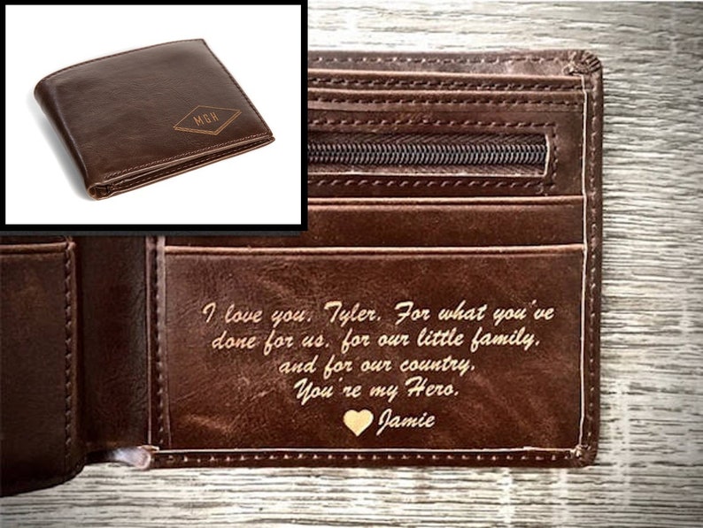 Boyfriend Gift Personalized Mens Wallet Husband Gift Etsy