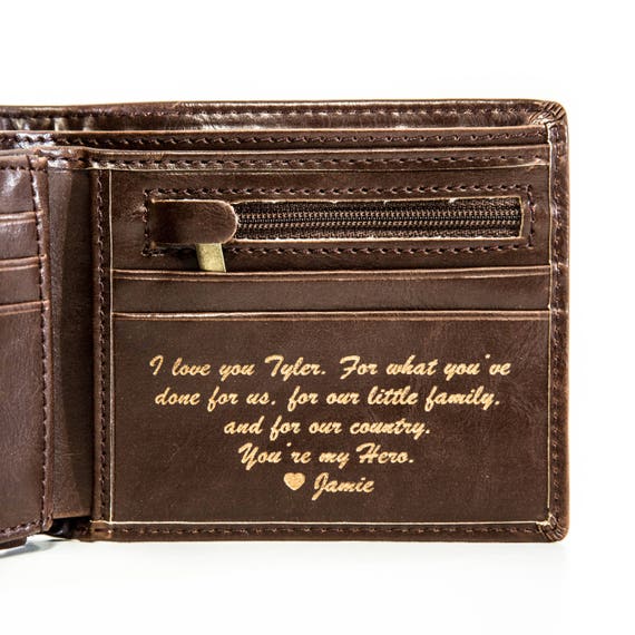 Engraved Wallet Valentines Day Gift Mens Wallet Anniversary 
