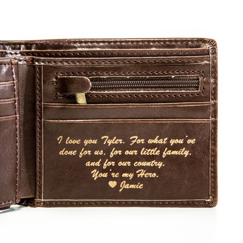 Valentines Day Gift for Him - Mens Leather Wallet - Personalized Anniversary Gift 