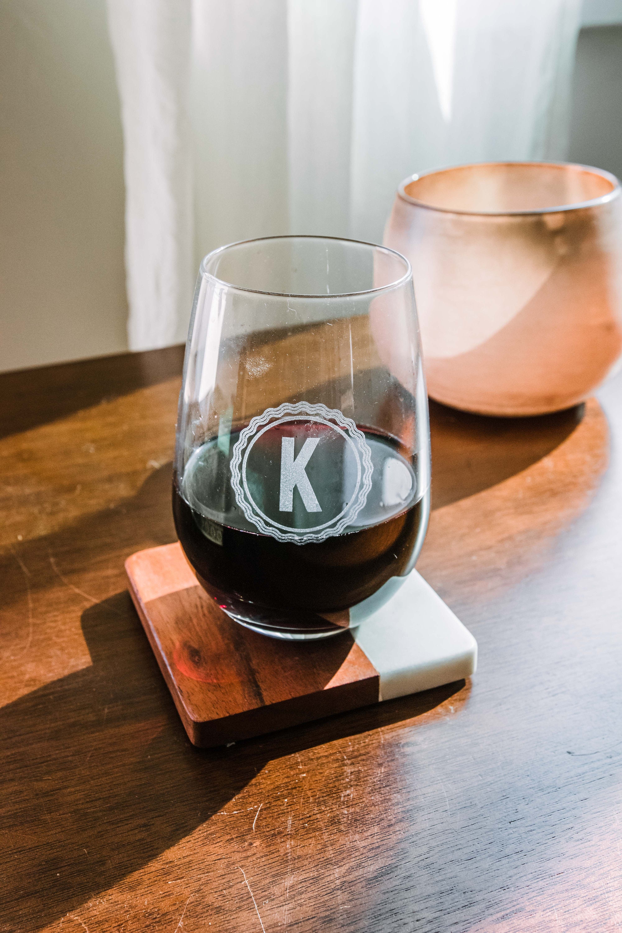 Lot De 4 Verres à Vin Sans Pied Gravés - Verres Polyvalents Pour Vin, Cocktail, Eau - Lave-vaisselle - Cadeau Élégant