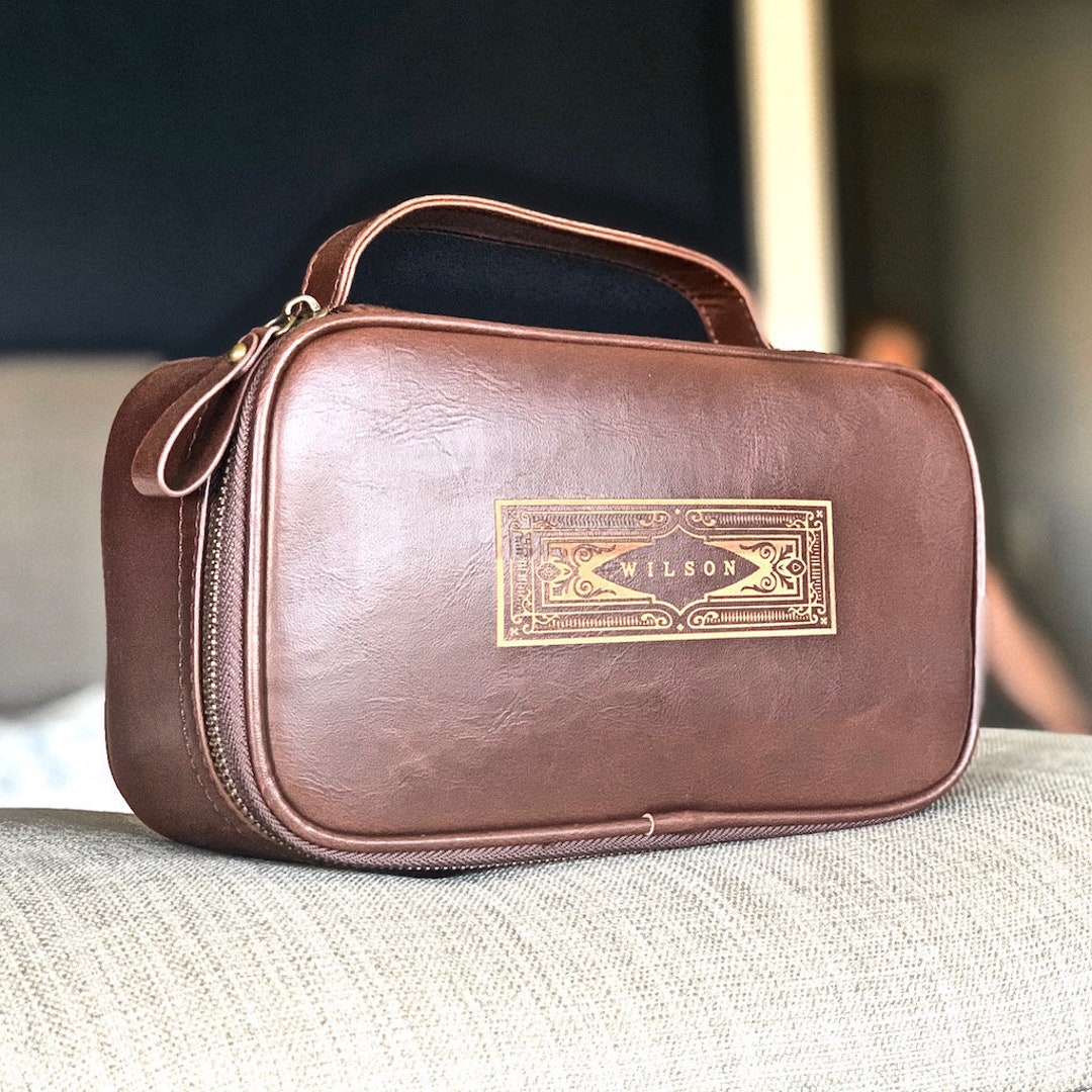Personalized Mens Engraved Dopp Kit Vegan Leather Toiletry Bag for Men ...
