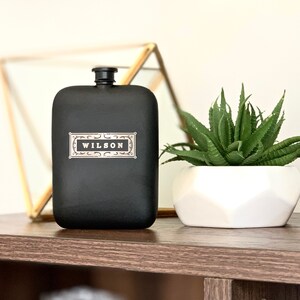 Groomsmen Gift – Personalized Hip Flask, Matte Black – Gifts for Him, Stainless Steel Funnel and ...