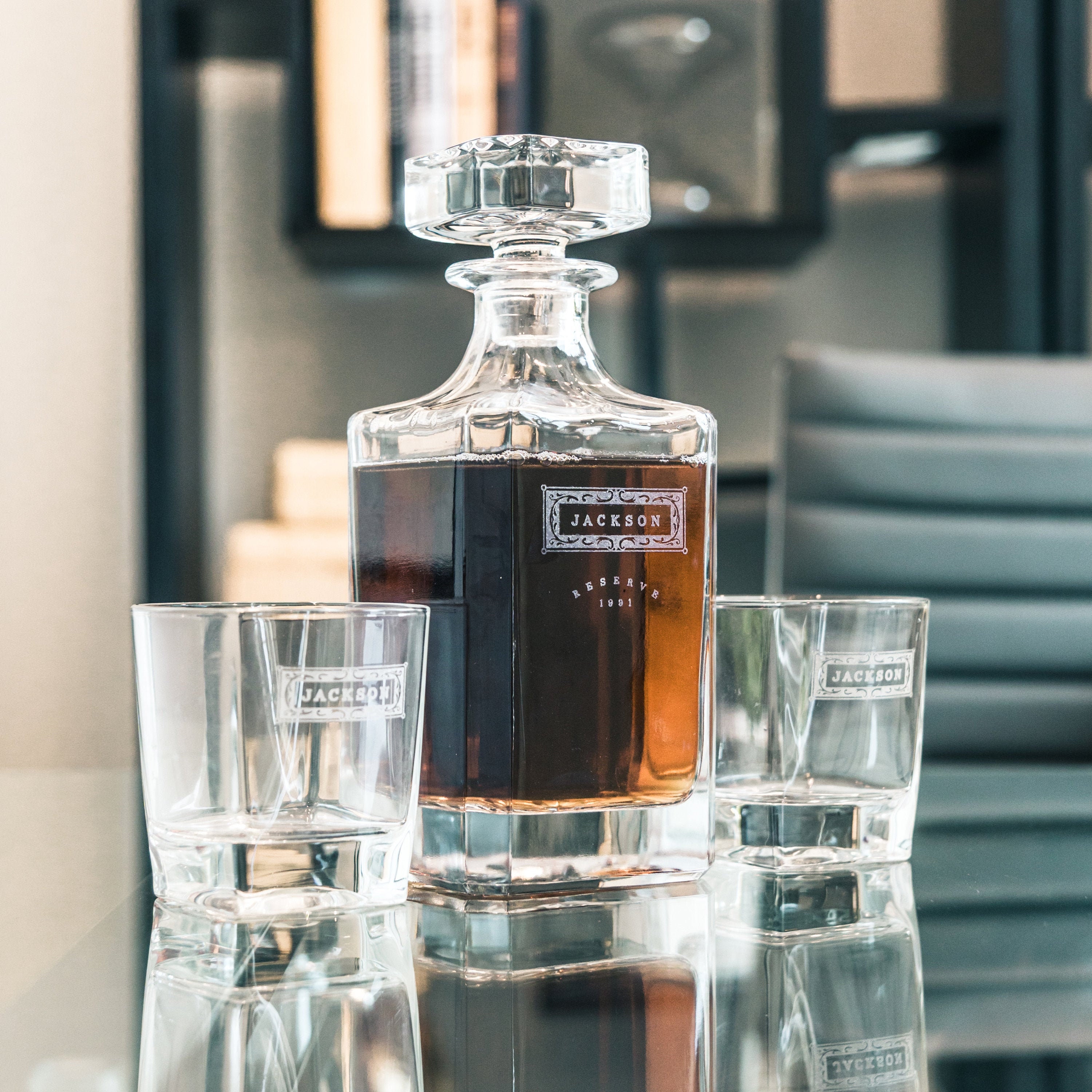 Valentine's Gift for Men - Father's Day gift for him – Personalized Whiskey Decanter Set–A Personalized Gift, great Groomsmen Gifts