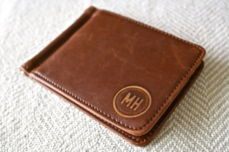 Personalized Leather Money Clip Custom Engraved Etsy