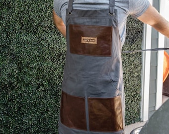 BBQ Apron - Classic - Custom Grilling Apron, Gift for dad, Personalized Apron, Men's Work Apron, Gift Ideas for Men, Custom Kitchen Apron