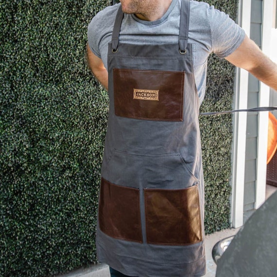 BBQ Apron - Custom Grilling Apron, Christmas Gift for Dad, Personalized Apron, Men's Work Apron, Gift Ideas for Men, Custom Kitchen Apron
