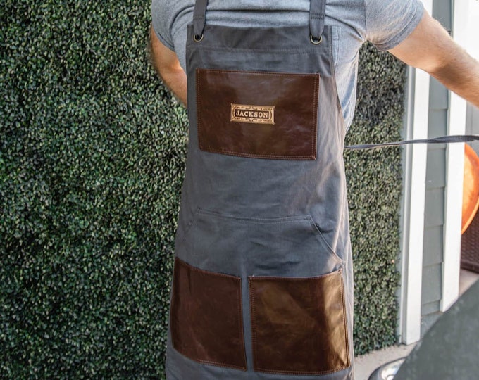 Tablier de barbecue - Classique - Tablier de grillades personnalisé, cadeau pour papa, tablier personnalisé, tablier de travail pour hommes, idées cadeaux pour hommes, tablier de cuisine personnalisé