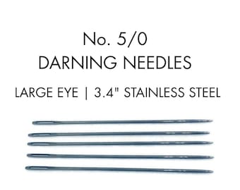 No. 5/0 Darning Needles with Large Eye | Stainless Steel Yarn Needles | Tapestry Needles for Knitting & Crochet