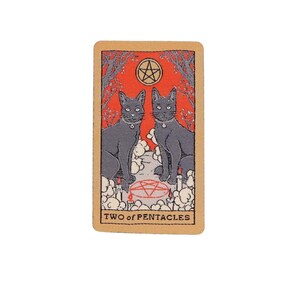 Zwei von Pentacles Tarot Karten Aufnäher |  Tarot Aufnäher | Tarot Aufnäher | Katzen Aufnäher | Bügelbild | Boho Tarot Aufnäher | New Age Aufnäher