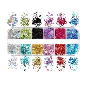 Holographic Circle Glitter: 12-Grid Epoxy Resin Filler, Nail Art Sequins