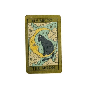 The Moon Tarot Karten Aufnäher |  Tarot Aufnäher | Tarot Aufnäher | Katzen Aufnäher | Bügelbild | Boho Tarot Aufnäher | New Age Aufnäher