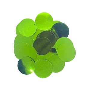 ライムグリーンのフラットスパンコール | 20 mm ラージスパンコール | レイブ＆ダンスコスチュームトリム