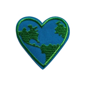 Earth heart shape Iron-on Applique | Love earth iron-on patch | Sustainable décor patch | Planet Earth patch | DIY eco-friendly patch