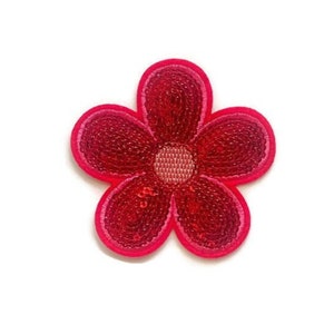 Pink Sequin Flower Patch: Iron-On Applique (3&quot; x 3&quot;)