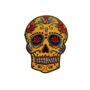 Embroidered Day of the Dead Skull Patch | 4&quot; x 3&quot; | Day of the Dead Iron-on Applique | Skull Patch | Mexican Skull Patch Iron On Patch