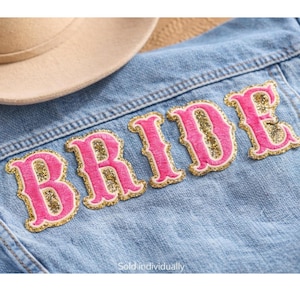 Western Letter Patch | Pink Glitter Iron On Applique | Cowgirl Gift & Rodeo Outfit