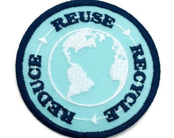 Parche "Reuse and Recycle" Redondo – 3" de Diámetro
