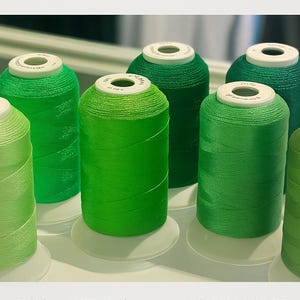 Premium Embroidery Thread  Green Shades | Moss, Lime, Forest, Light Emerald | 40 wt Polyester Thread 500m | Machine Embroidery Sewing Thread