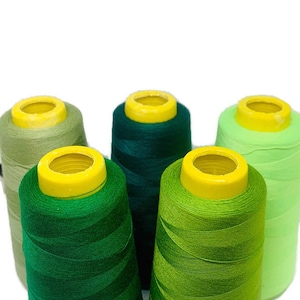 Green Polyester Sewing Thread | 1749 Yards 40/2 Filament | Sage, Lime, Forest & Dark Green | Craft, Embroidery  Festival Repairs