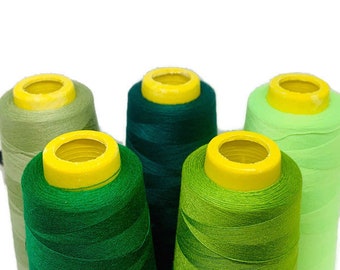 Green Thread. Sew All Polyester Thread Spool. Filament 40s/2. Green 100% Polyester Thread. 1749 Yards