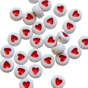 Round Beads with Hearts | 6mm | 100 Beads Package | Plastic Beads | Beads with Hearts